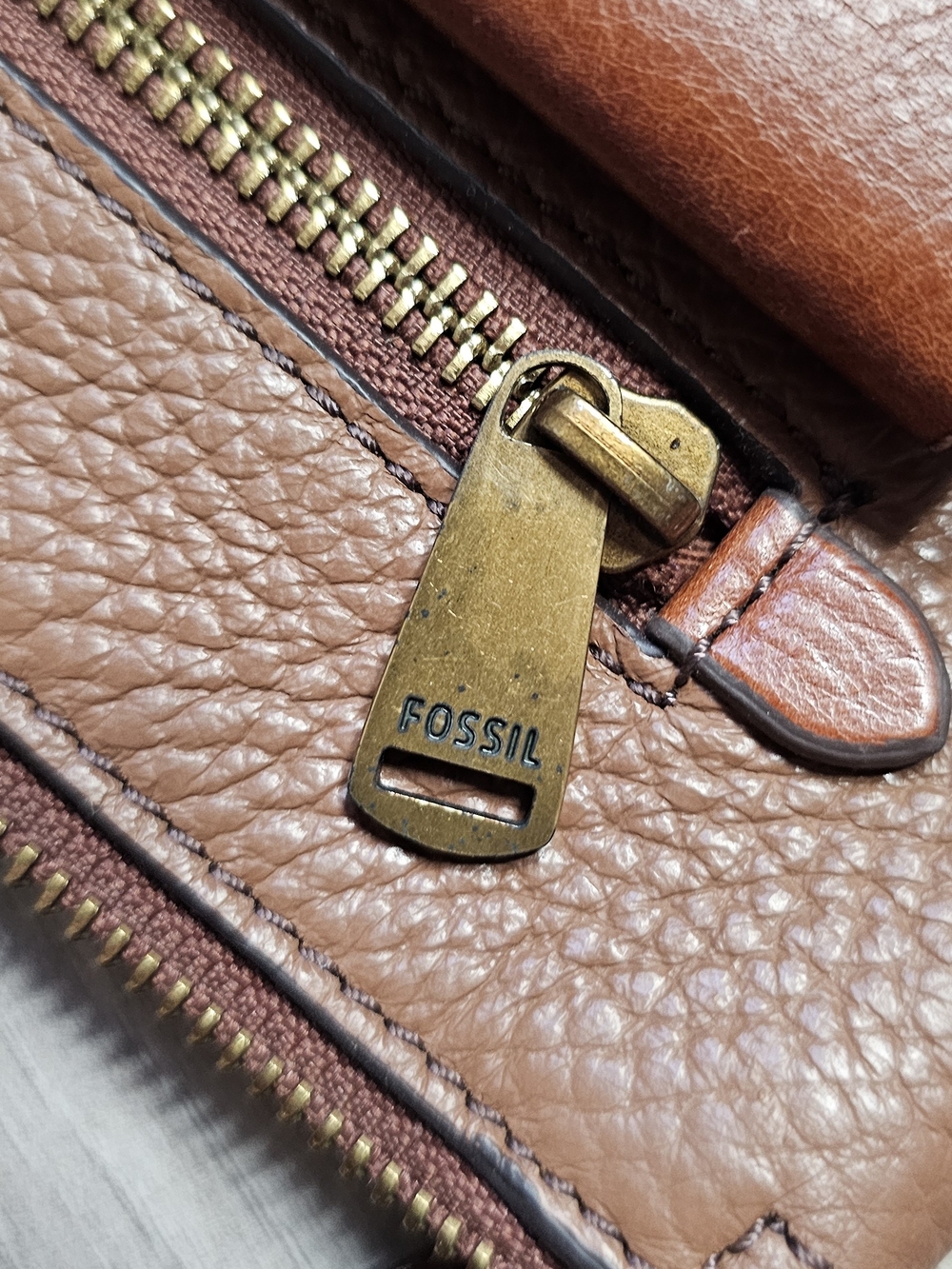 Fossil Two-Tone Tan and Brown Leather Crossbody Bag - Picture 7 of 10